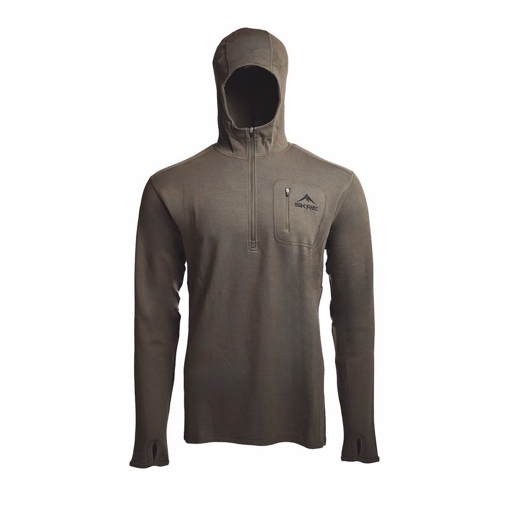 SKRE Kaibab 150 Merino Wool Mens Ultra Lite 1/4 Zip Shirts 4XL Ash  Hunting